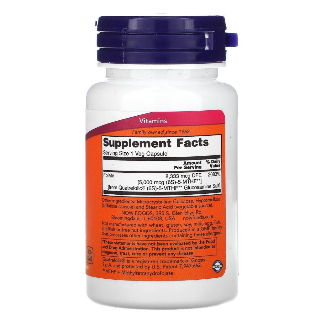 ab6627d347a6a05742c31c6b3eef7133_061622124356.jpeg NOW Foods, метилфолат, 5000 мкг, 50 растительных капсул