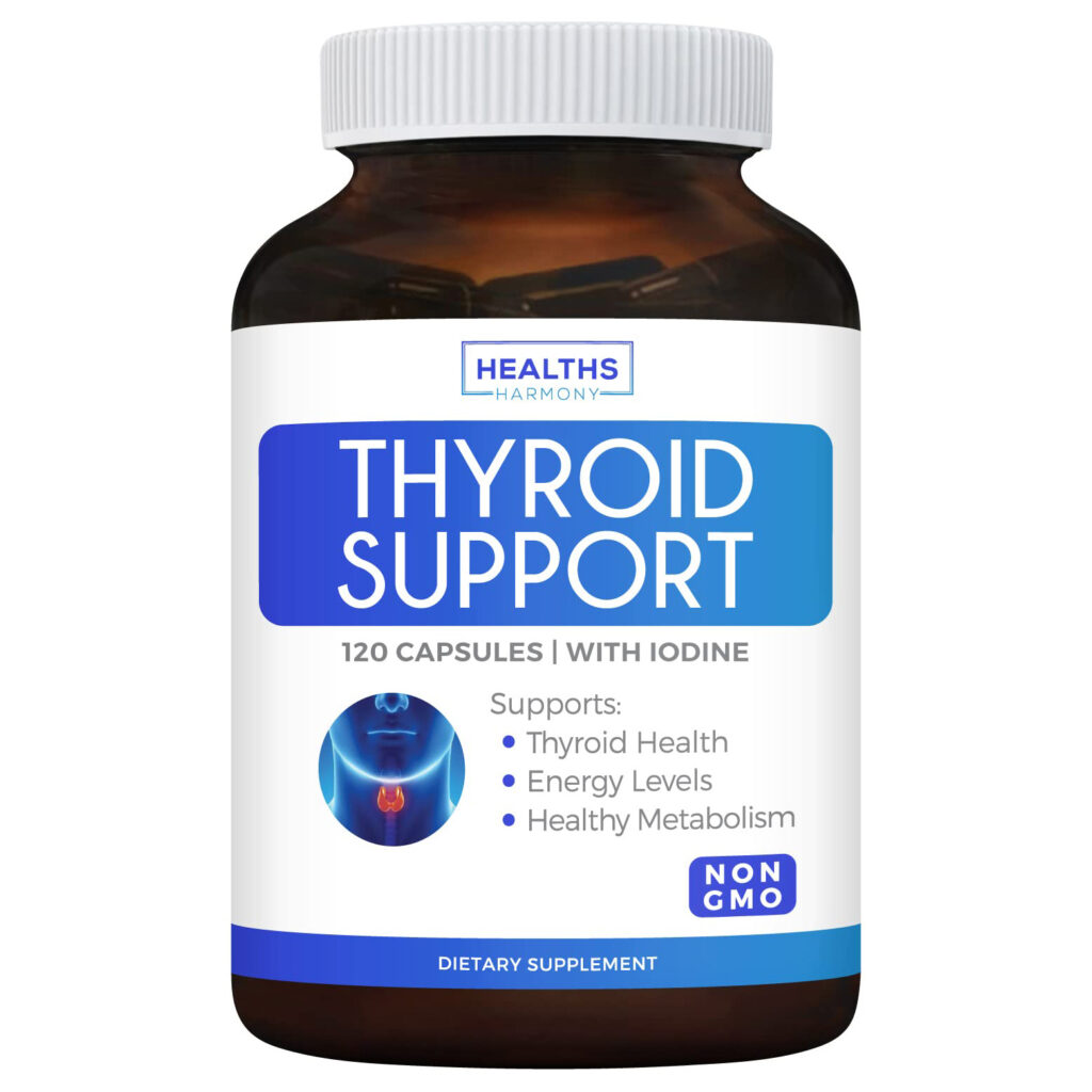 Поддержка щитовидной железы с йодом - 120 капсул (без ГМО) Повышение энергии и ускорение метаболизма - Корень ашваганды, цинк, селен, комплекс витамина B12 - Добавка для здоровья щитовидной железы - 60-дневный запас