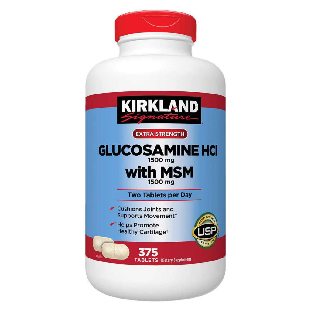 ec75242b31ceef6095cffddd1661ebff_062622084438.jpeg Kirkland Signature Glucosamine HCI Extra Strength 1500 мг, с МСМ 1500 мг, упаковка из 375 таблеток