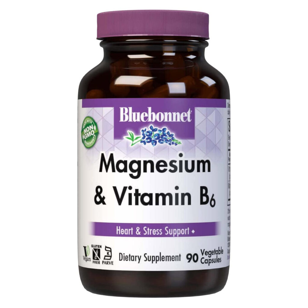 026695938d58ae807adf76f0e7ef6000_072622024454.jpeg Вегетарианские капсулы BlueBonnet Magnesium Plus B-6, 90 шт.