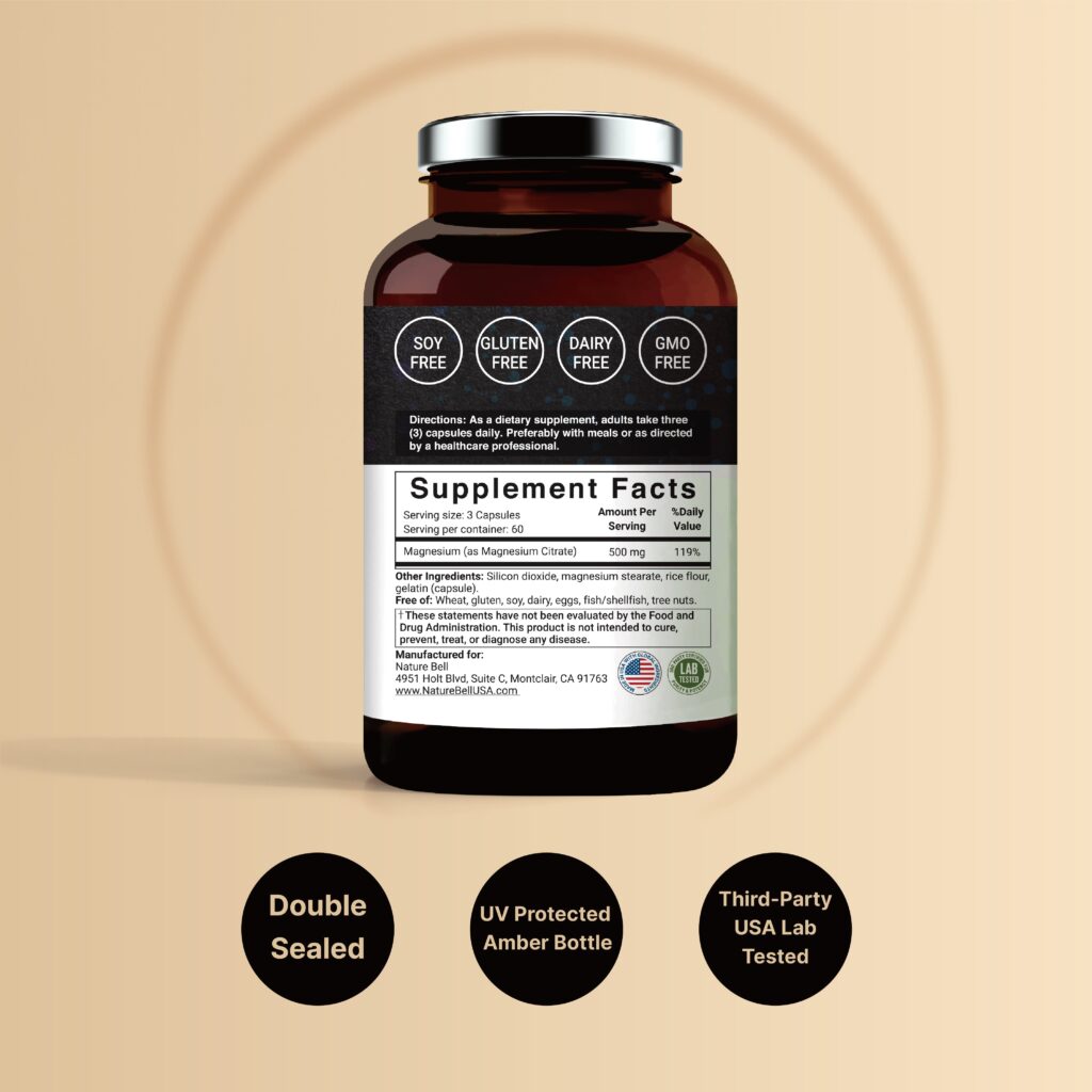 6af4420f9e2e16ab4f3ee0c7dfd13728_072622022539.jpeg Цитрат магния 500 мг, 180 капсул, запас на 2 месяца | 500 мг магния (элементарного) на порцию, дополнительная сила | Поддерживает здоровое сердце, мышцы и сон - без ГМО и глютена