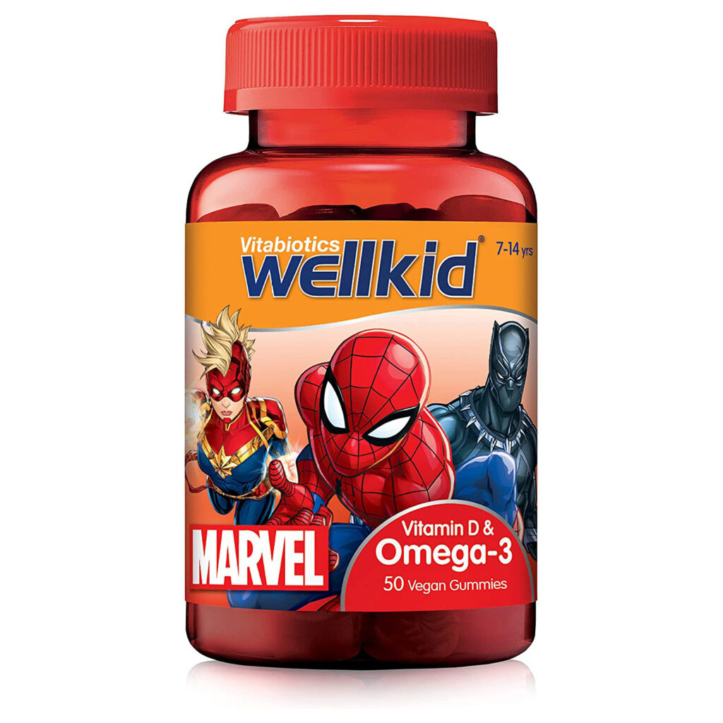 823808c9a1e7b739bdcf133ff1c3b457_070222151109.jpeg Vitabiotics WellKid Marvel Омега-3 и витамин D, мягкое желе, 174 г, 50 шт