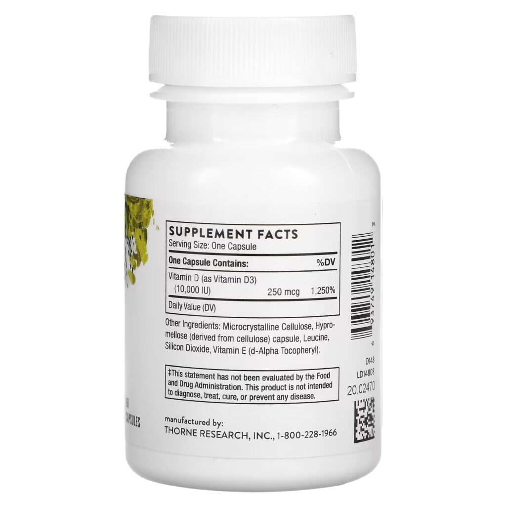 196ac43f28ebab7e2bf623b8d01920ec_080122005456.jpeg Thorne Research, D-10 000, 250 мкг (10 000 МЕ), 60 капсул