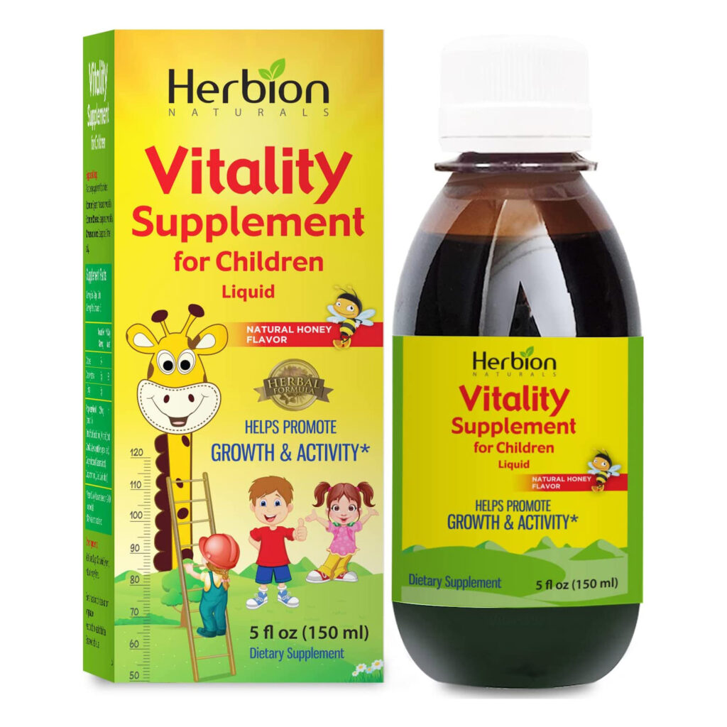 Добавка для повышения жизненной силы для детей Herbion Naturals: способствует росту и аппетиту, снимает усталость, улучшает умственную и физическую работоспособность, повышает энергию, 5 жидких унций, для детей от 1 года