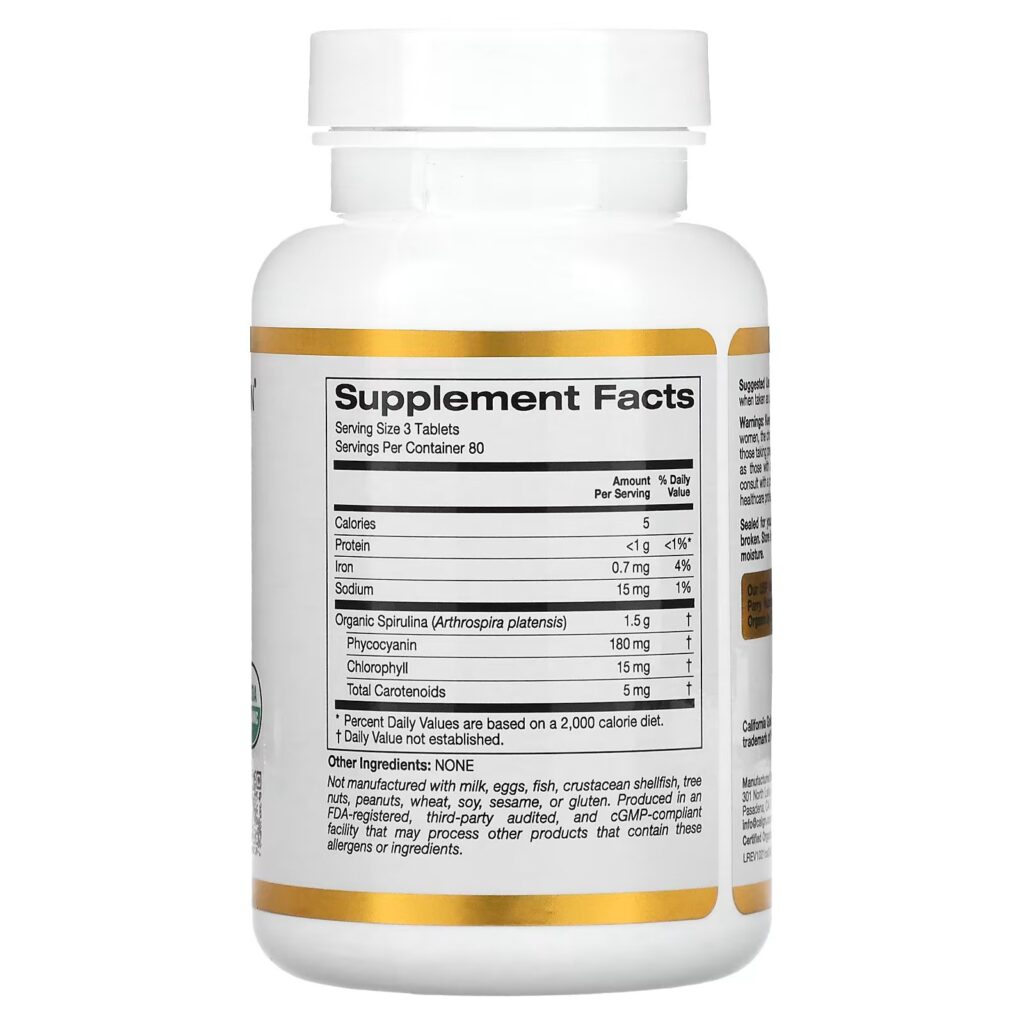 a0bb2fba960f3347f21c7a5df9cac95f_082922233331.jpeg California Gold Nutrition, органическая спирулина, сертификат USDA Organic, 500 мг, 240 таблеток