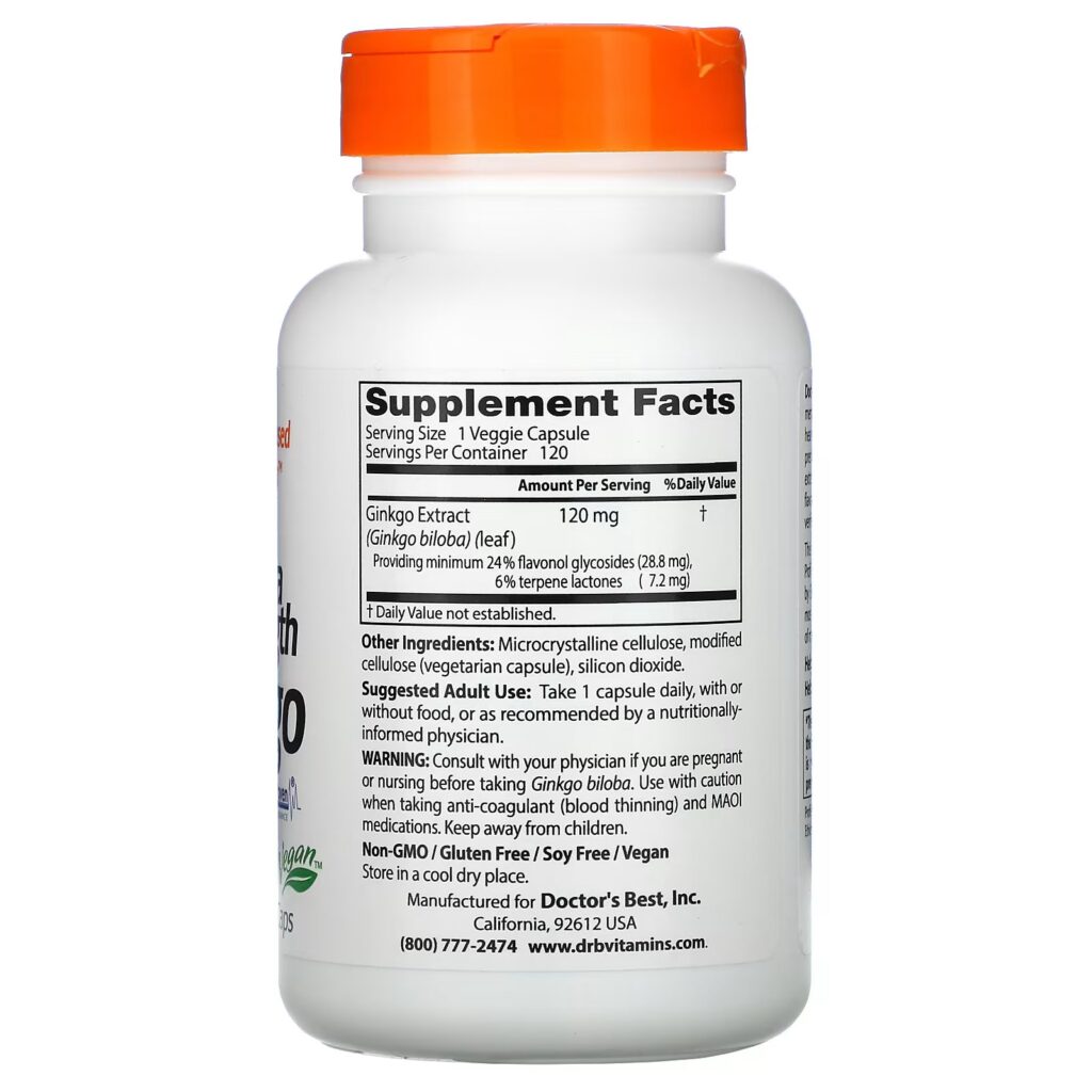 dcd73221363958f4504c88c8945e9d53_080522011637.jpeg Doctor's Best, гинкго с повышенной силой действия, 120 мг, 120 вегетарианских капсул