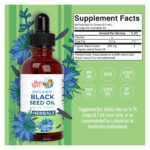 Масло черного тмина с жидкими каплями холодного отжима | запас на 3 месяца | Органическое масло семян черного тмина USDA для поддержки иммунитета, здоровья сердца, волос и кожи - без сахара, веганское, без ГМО, без глютена