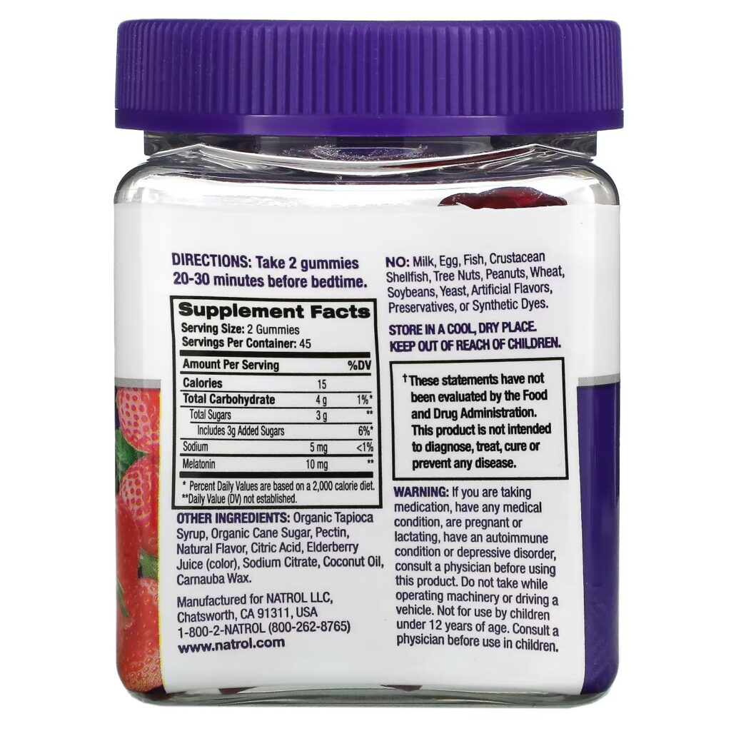 ffc6808eac3008bbb839712e7a572cd5_082922235205.jpeg Natrol, мелатонин, со вкусом клубники, 10 мг, 90 жевательных конфет