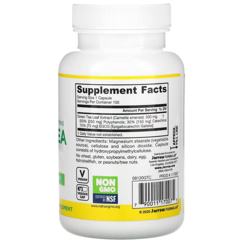 d6d6320637ab2145ae35b7844a1a9ff3_090722234046.jpeg Jarrow Formulas, зеленый чай, 500 мг, 100 вегетарианских капсул