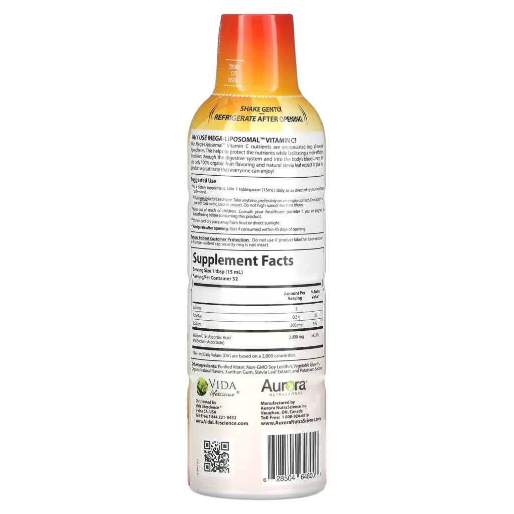 0bfc54f23f9ea51cc0c8db51768a02b0_102322115756.jpeg Aurora Nutrascience, Mega-Liposomal Vitamin C, органический фруктовый вкус, 3000 мг, 480 мл