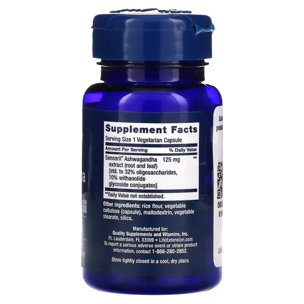 15c452bd9485b9ed2b8348cc61486184_102322130509.jpeg Life Extension, оптимизированный экстракт ашваганды, 60 вегетарианских капсул