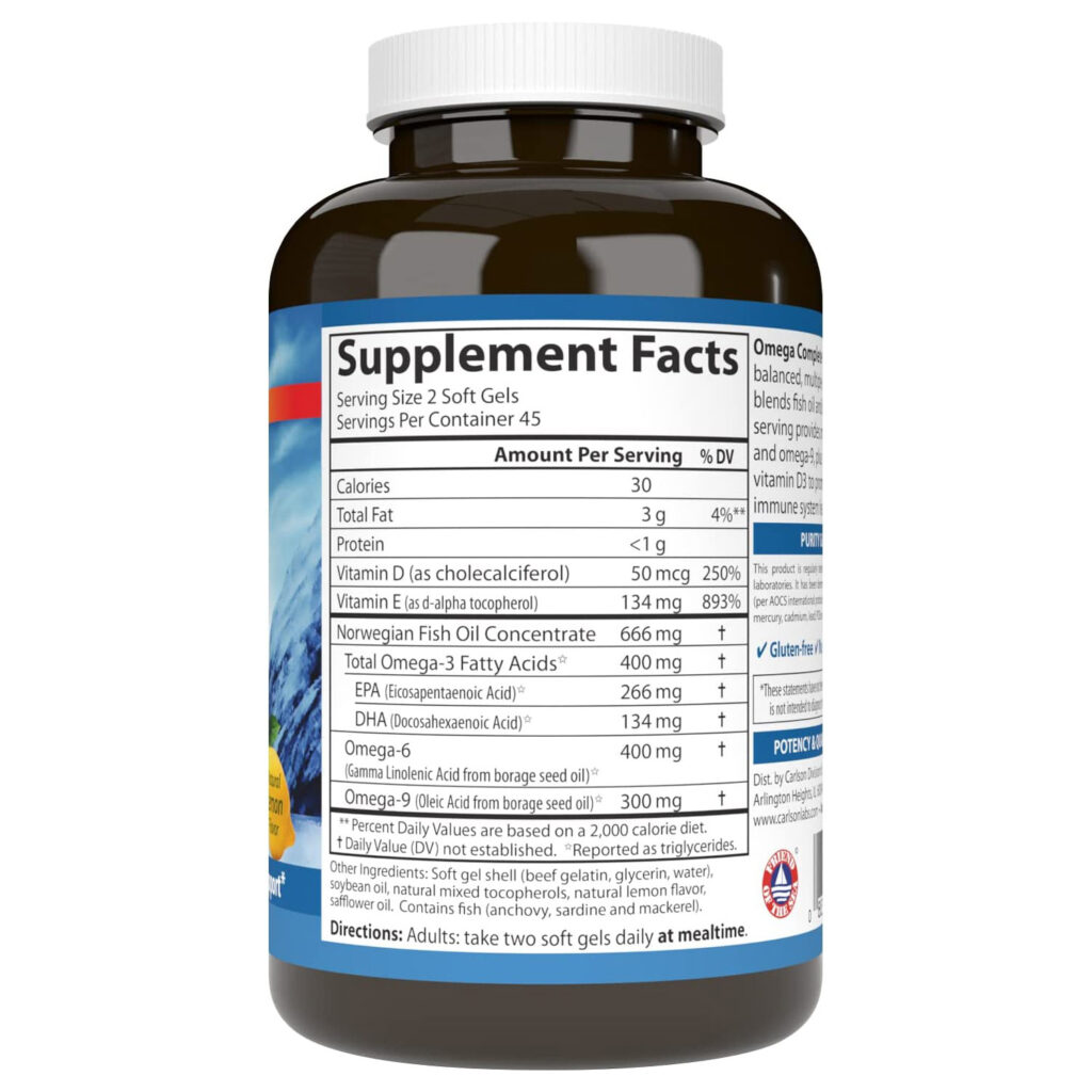 4e1b51a9f08ab07e830bb1a474c70bb1_120122000056.jpeg Carlson - Omega Complete Gems, Омега-3-6-9, пойманные в дикой природе, экологически чистые источники, здоровье сердца, поддержка функции суставов и иммунитета, 90 мягких таблеток