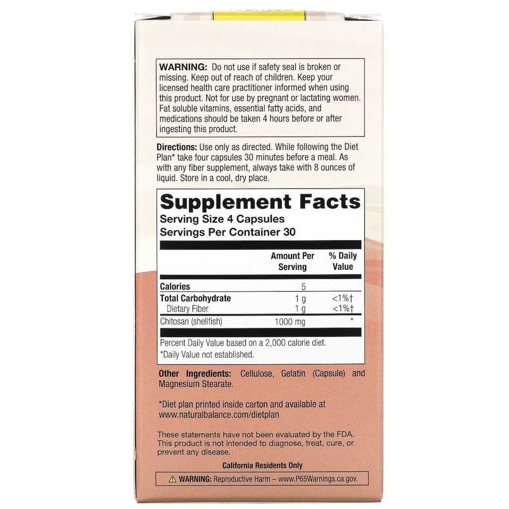d3d51aeba6850bbb40d797121cc00689_011023215233.jpeg Natural Balance, классический хитозан, 250 мг, 120 капсул