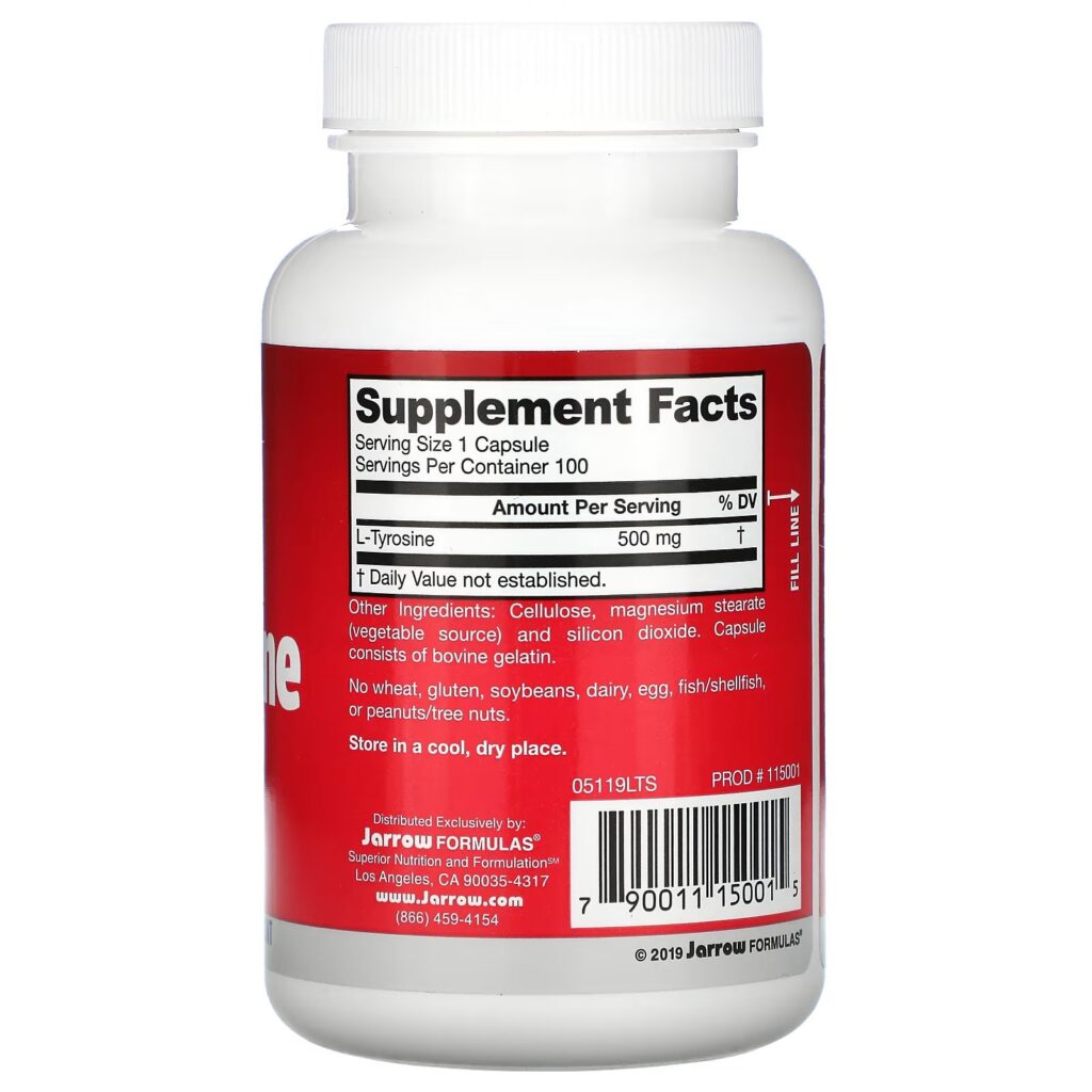 7cc08ef307646bcf6169ff5a7996b6d7_020923012358.jpeg Jarrow Formulas, L-тирозин, 500 мг, 100 капсул