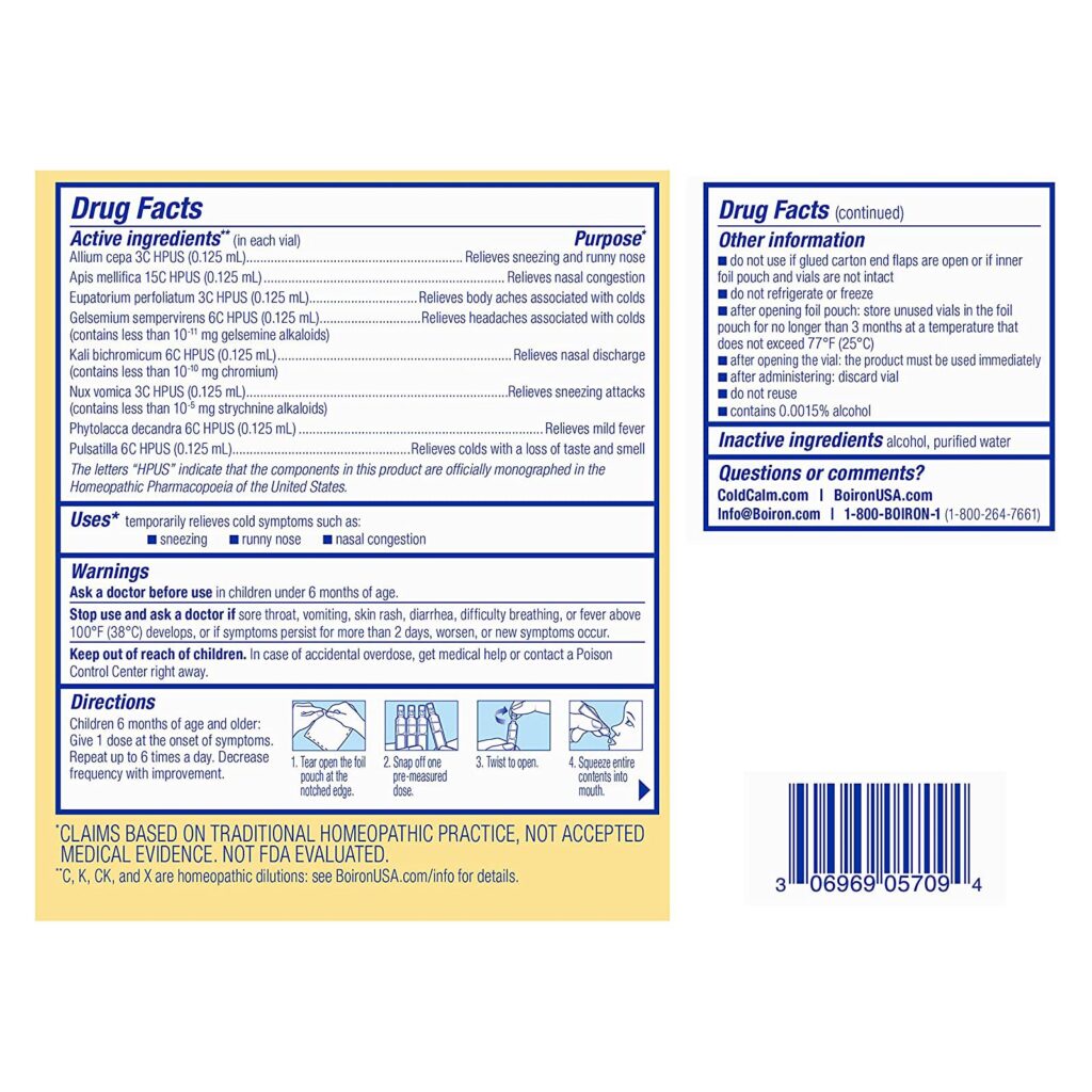 85abe675b13889c02169f60a374c9e2c_031223214134.jpeg Boiron ColdCalm Baby Одноразовые капли для облегчения симптомов простуды, таких как чихание, насморк и заложенность носа, стерильные, не вызывающие сонливости жидкие дозы, 30 шт.