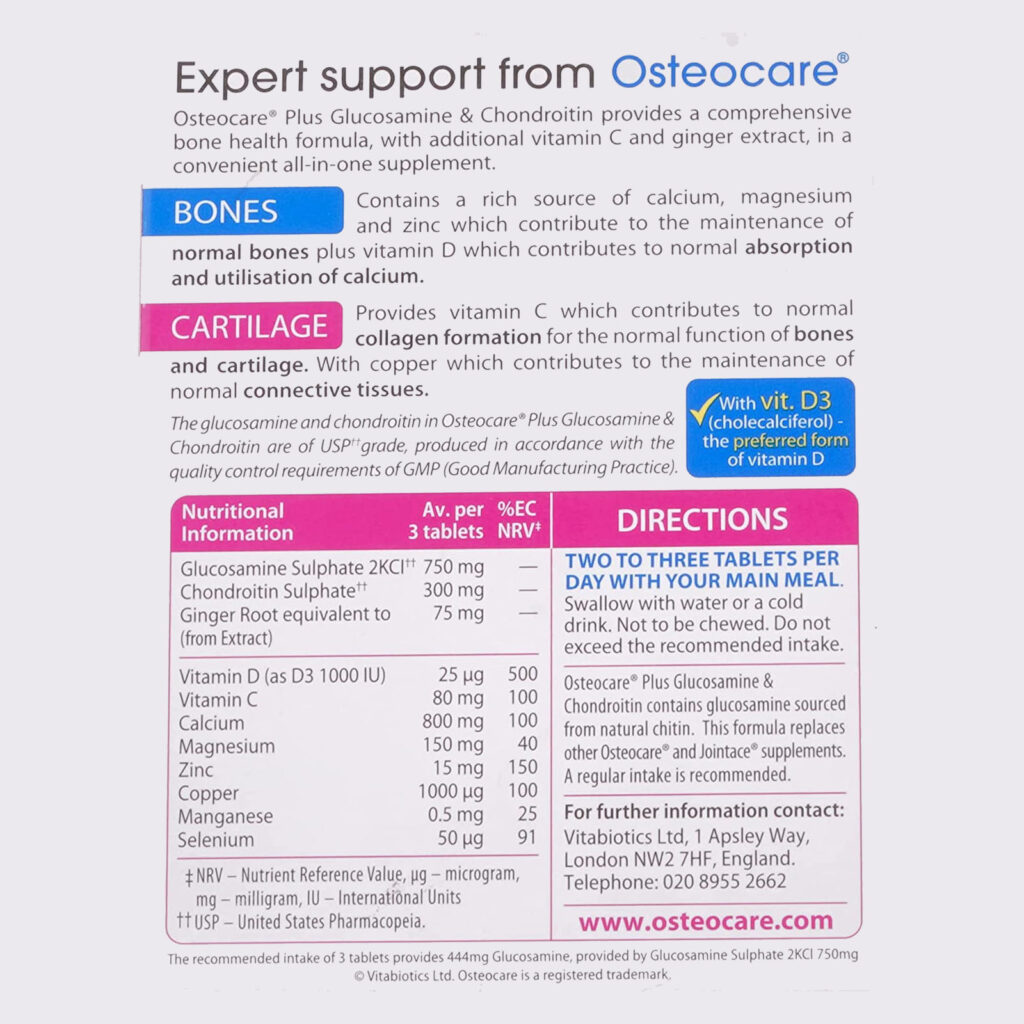 8a2e565e9ae95583cc9e42ad38f39c7a_031223213005.jpeg Vitabiotics Osteocare Глюкозамин и хондроитин - 60 Таблеток