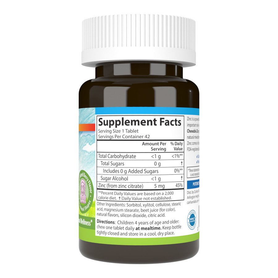 01054ef8003e104ce26b9499dd68eb9a_040823014014.jpeg Carlson Labs Детский жевательный цинк 5 мг, 42 таблетки