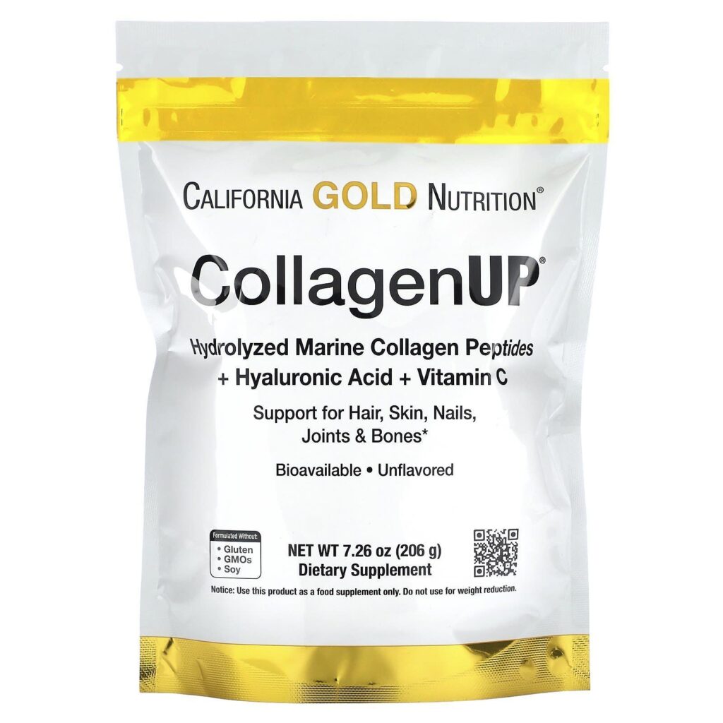 344f55b7b36d908e4fb1cd4e1396587f_040523150158.jpeg California Gold Nutrition, CollagenUP, гидролизованный морской коллаген, гиалуроновая кислота и витамин C, без вкусовых добавок, 204 г