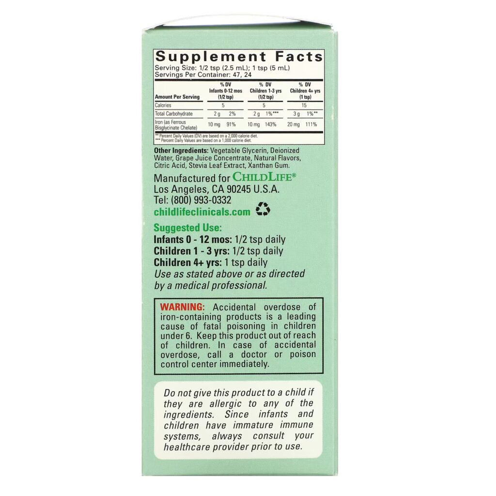 bcc9a221e461a57656b85fb1c1ed8117_041023224051.jpeg Childlife Clinicals, жидкое железо, с натуральным ягодным вкусом, 118 мл