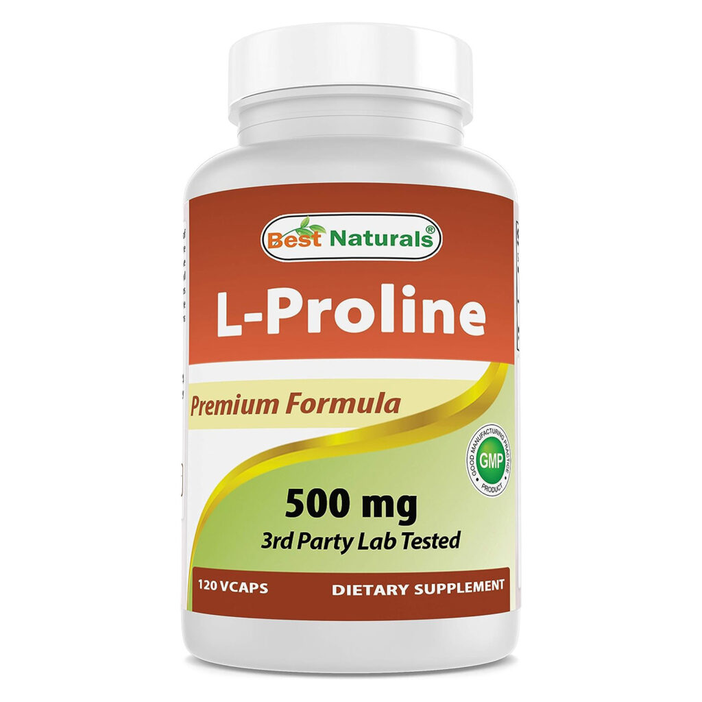 Пищевая добавка с аминокислотами L-пролина Best Naturals 500 мг, 120 штук