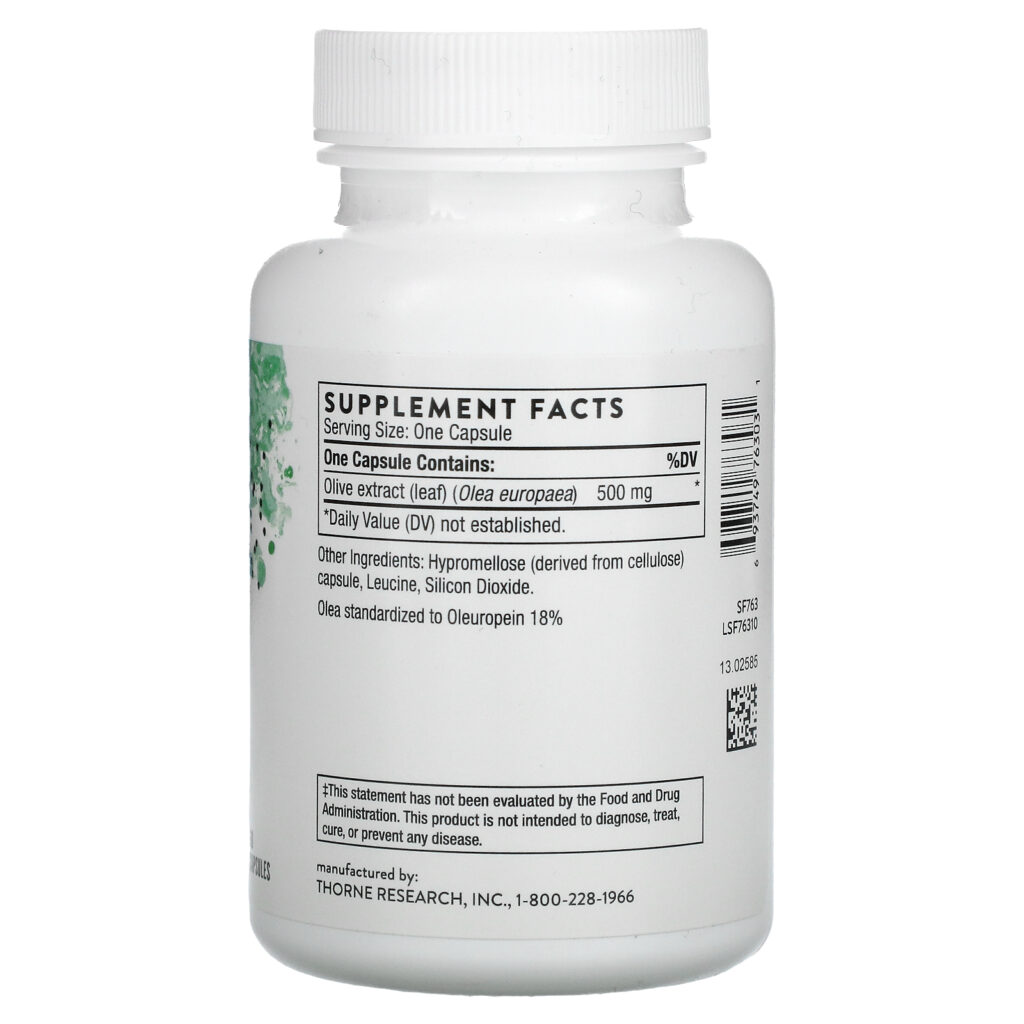 c0f61b4de2b02a2d6c347f46d3b6e442_081023022632.jpeg Thorne, Экстракт листьев оливкового дерева, 60 капсул