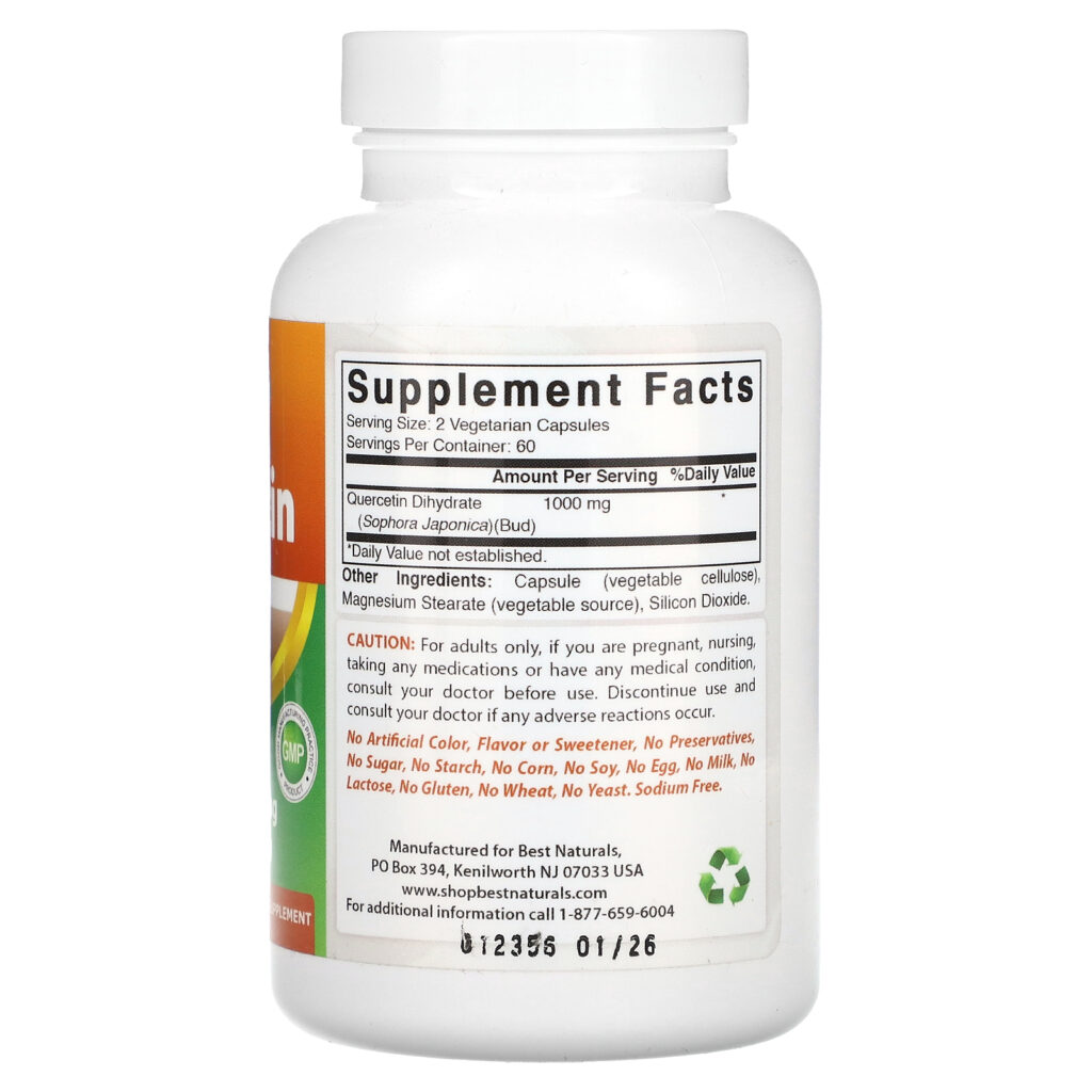 e0cad82822d37f8378b92d55d3f70e36_081023020531.jpeg Best Naturals, Кверцетин, 500 мг, 120 вегетарианских капсул