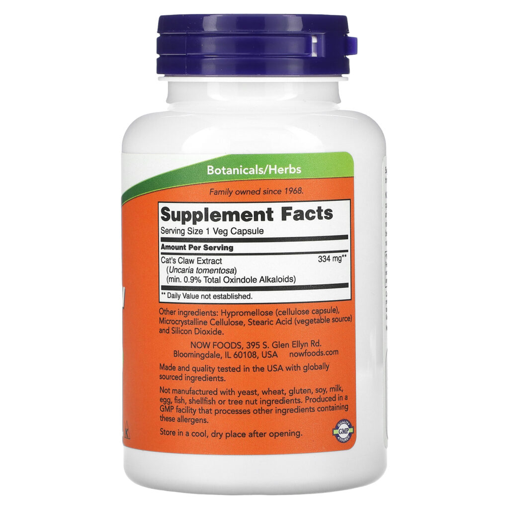 fbeb65a3c6036a03c3bdec96fbdb3d17_081023021830.jpeg NOW Foods, экстракт кошачьего когтя, 100 капсул 500 мг