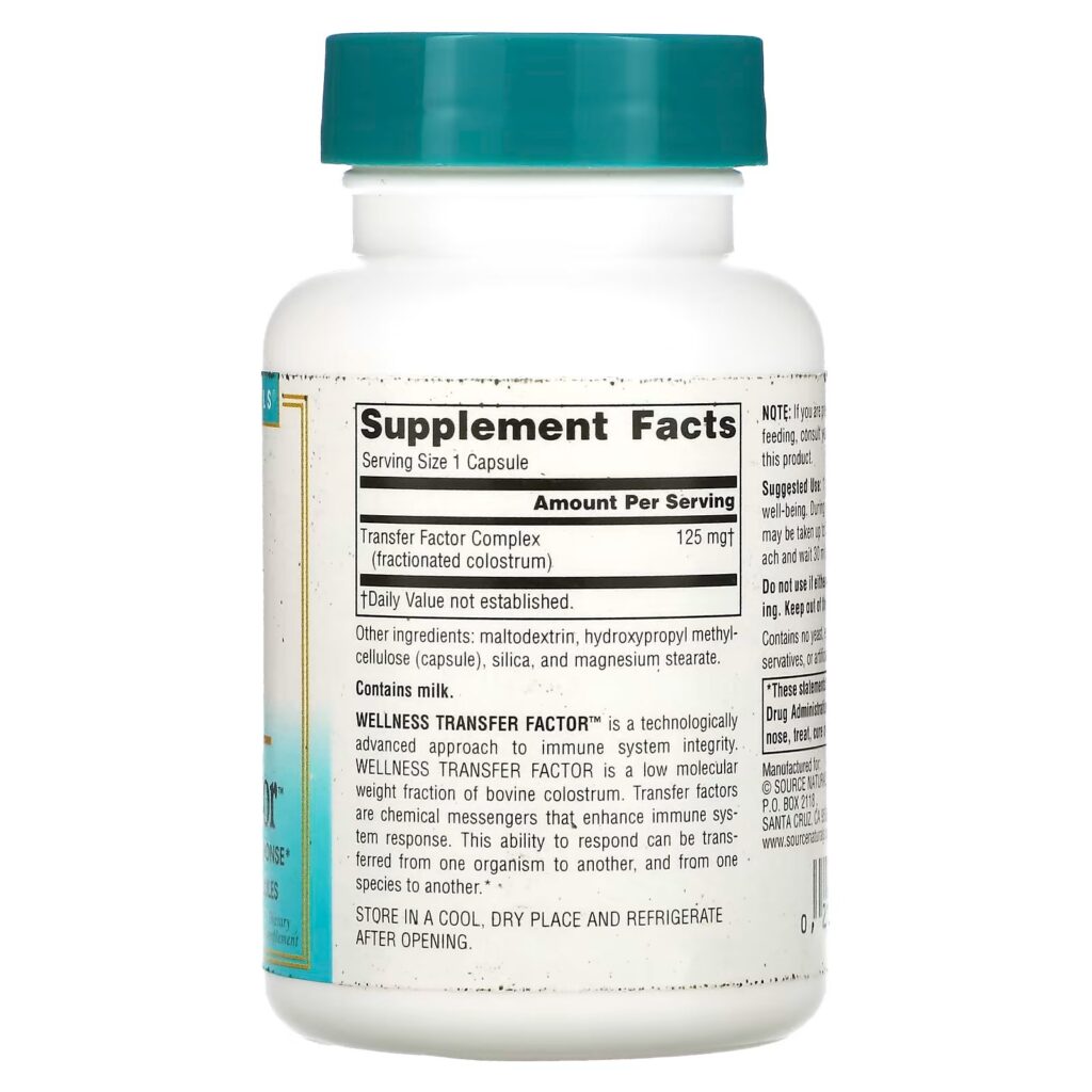 3a46f6bf17267bd871c1dfeedf48ca6b_100723190235.jpeg Source Naturals, Wellness Transfer Factor, 125 мг, 60 вегетарианских капсул