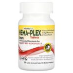 Nature's Plus, Hema-Plex, железо с незаменимыми питательными веществами для здоровых эритроцитов, 30 таблеток с медленным высвобождением