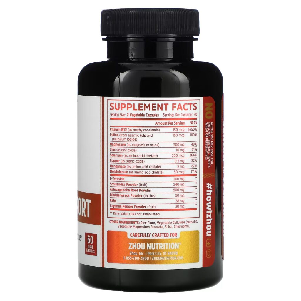 f7904b16b40cec66c9a68f2f3e0634a1_120723175427.jpeg Zhou Nutrition, Поддержка щитовидной железы, содержит йод, 60 вегетарианских капсул