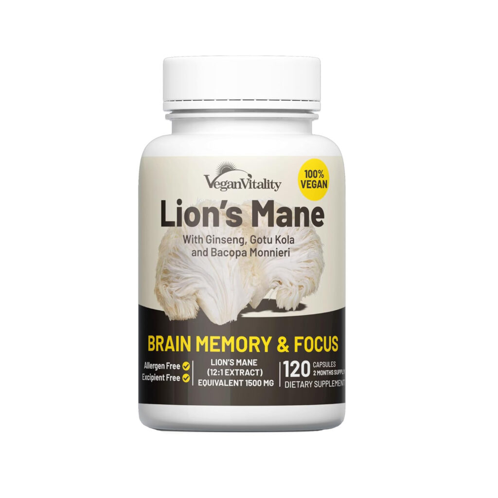 Комплекс капсул с добавками грибов львиной гривы — ноотропная добавка для поддержки мозга, экстракт львиной гривы — 120