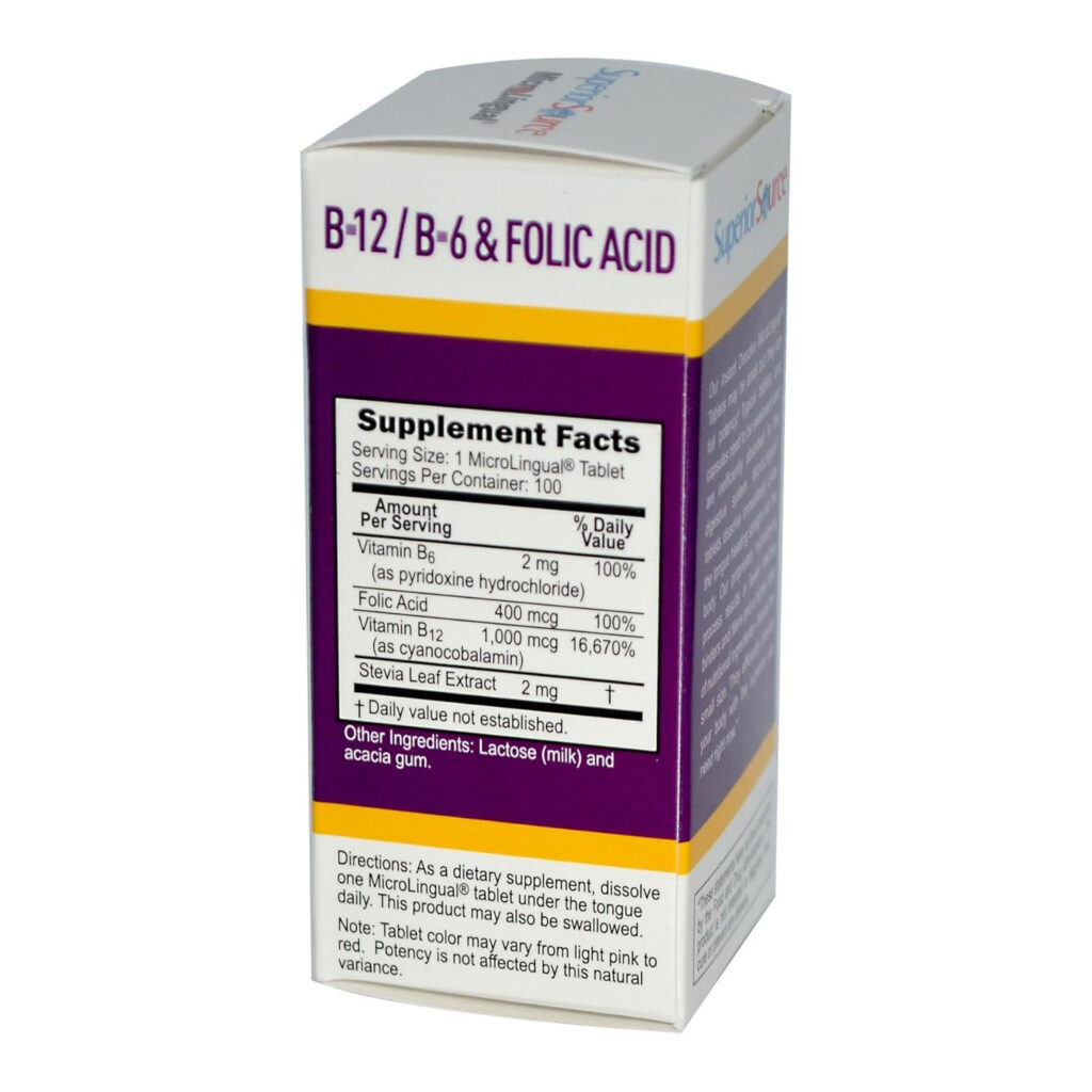 b3db106be2309466c8b9b97b7c64df37_013124093324.jpeg Superior Source, цианокобаламин, витамины B12, B6 и фолиевая кислота, 1000 мкг, 400 мкг, 100 таблеток