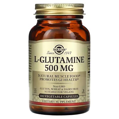 Solgar, L-глютамин, 500 мг, 100 растительных капсул