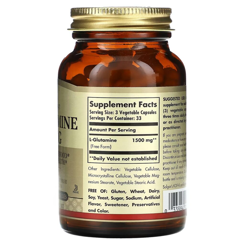 229a62daa65ab7dd5590a495526ddf1d_022624233407.jpeg Solgar, L-глютамин, 500 мг, 100 растительных капсул