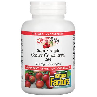 36d3e80447b4a351f3c5757e4708fd0b_022624230952.jpeg Natural Factors, концентрат вишни, супер эффективность, 500 мг, 90 капсул