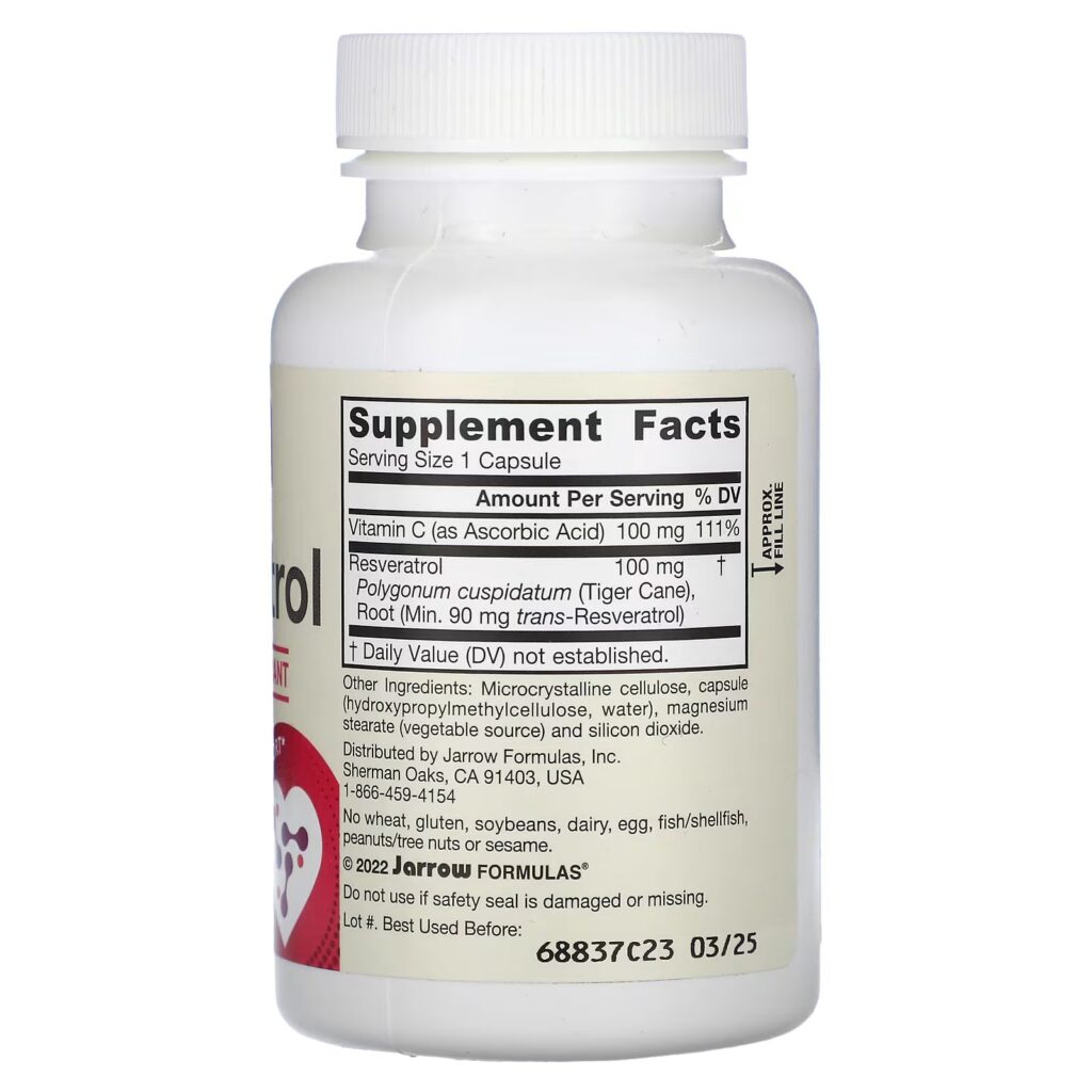 50e7d3eeabfd5c8eae0066aa0fcb11c8_032124024334.jpeg Jarrow Formulas, ресвератрол, 100 мг, 60 вегетарианских капсул