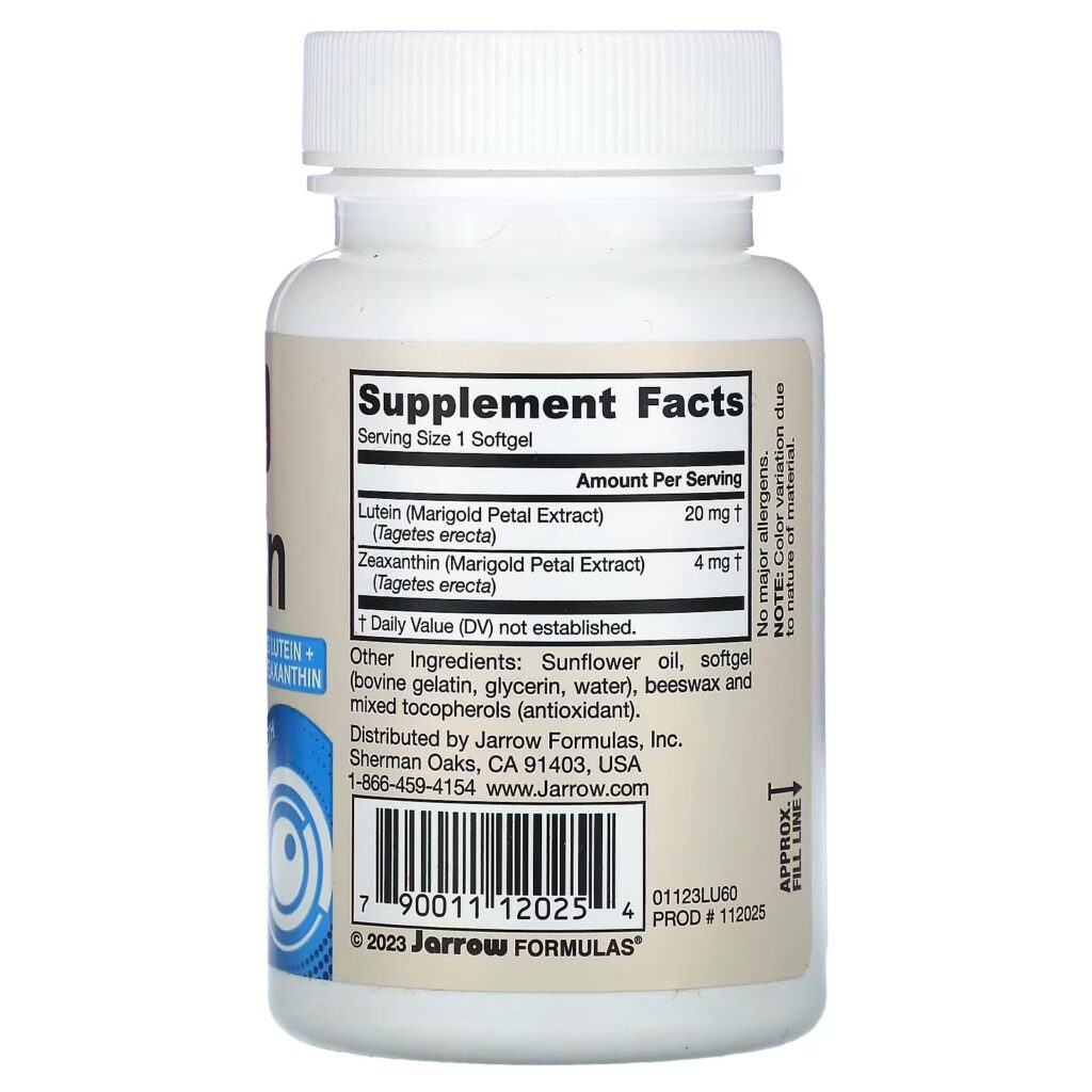 83817340979d49081617998f023577cc_032124024928.jpeg Jarrow Formulas, лютеин, 20 мг, 60 капсул