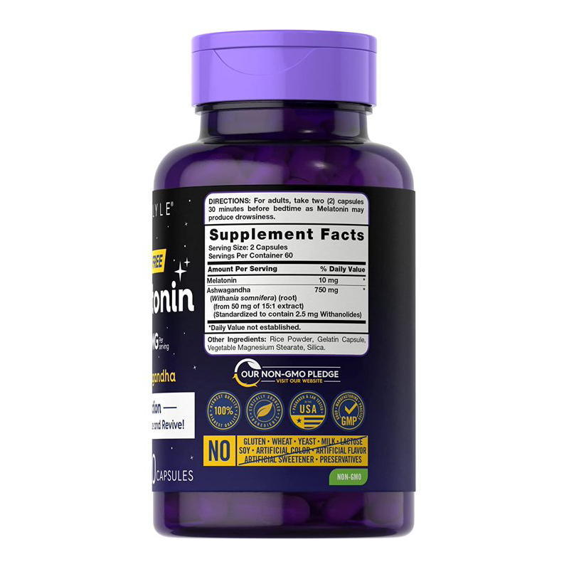 ad4a18f50e5938a5a4f4ddb13d934874_033024020208.jpeg Carlyle - Мелатонин 10 мг | 120 капсул | с Ашвагандой