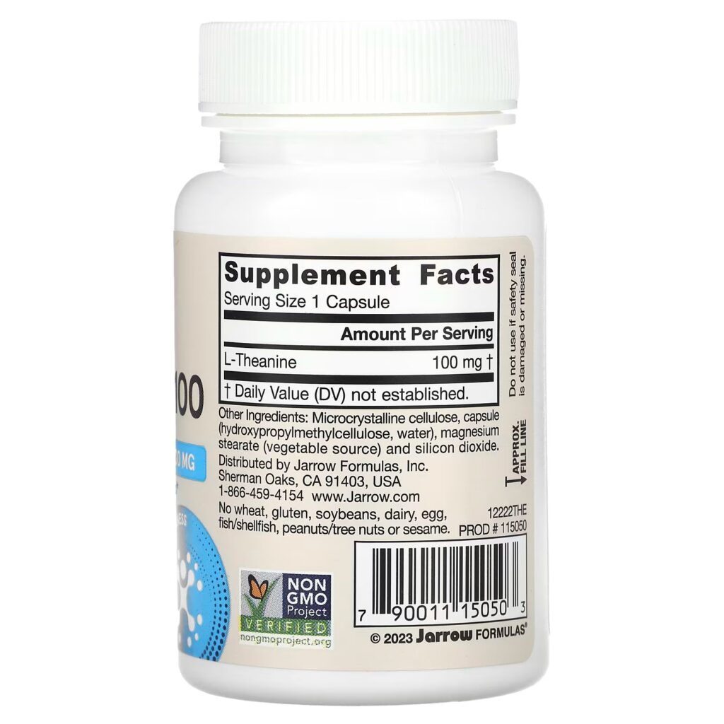 ec05c6d61d5b05189c4c1ba7b258c9d0_032124025211.jpeg Jarrow Formulas, теанин 100, 100 мг, 60 вегетарианских капсул