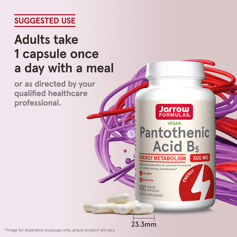6dd0799fd6092f6f156b0a2ed65dd288_042624002822.jpeg Jarrow Formulas, пантотеновая кислота (витамин B5), 500 мг, 100 вегетарианских капсул