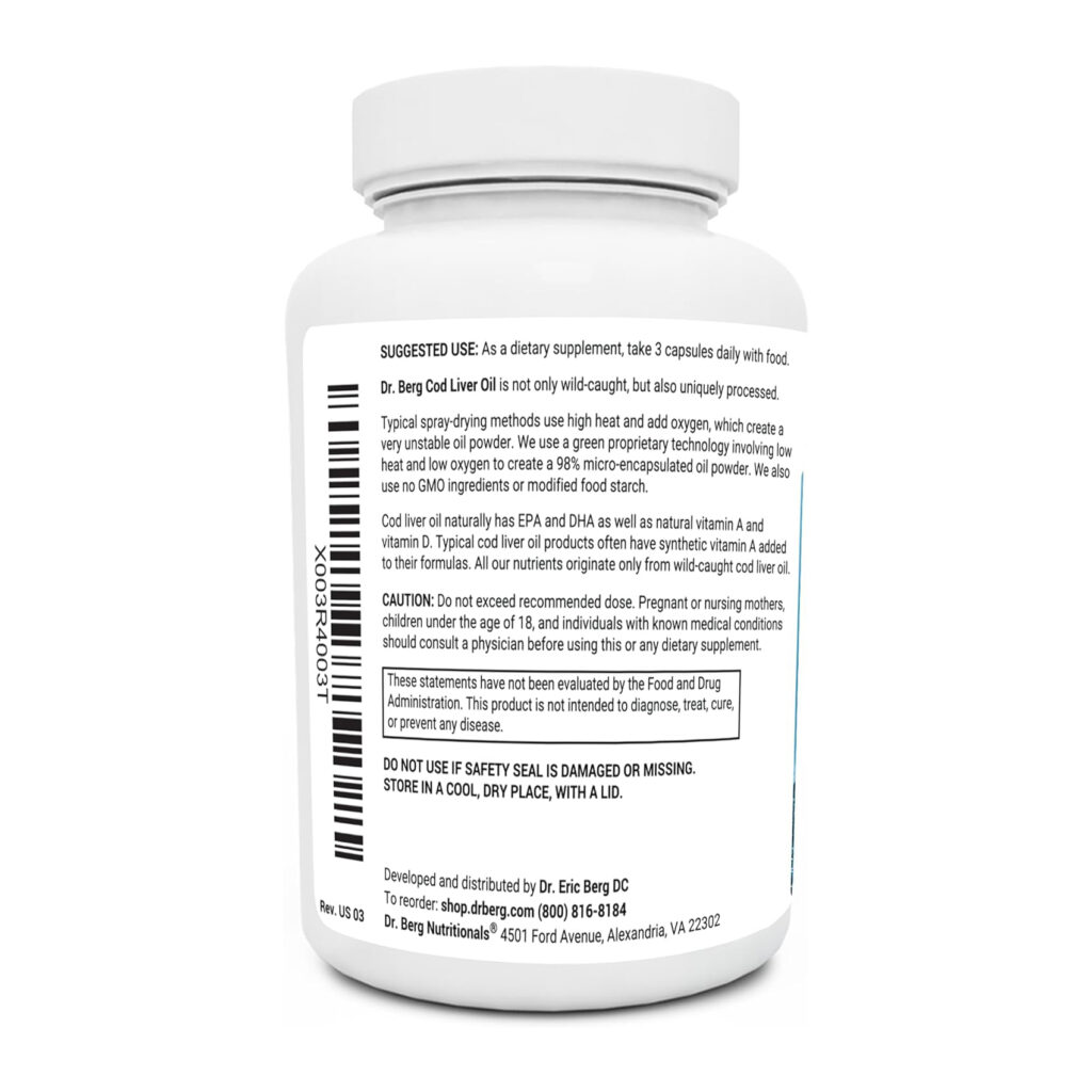 72cb86c7a5b3822967d597858c1d6e45_042424173000.jpeg Dr. Berg - Капсулы с маслом печени трески, богаты жирными кислотами омега-3 — 90 капсул