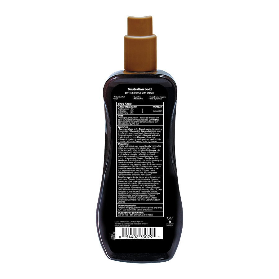 a0d6cd06aeba339a14f884597916f7be_042424174739.png Australian Gold - SPF 15 Спрей, гель против солнца с бронзой, 237 мл