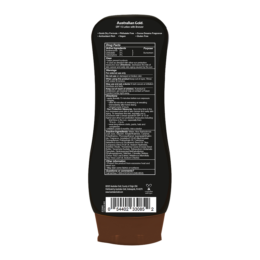 a666b571969d4e5f3ac6b1bf2b0b8b87_042424175917.png Australian Gold - SPF 15 Лосьон против солнца с бронзой, 237 мл