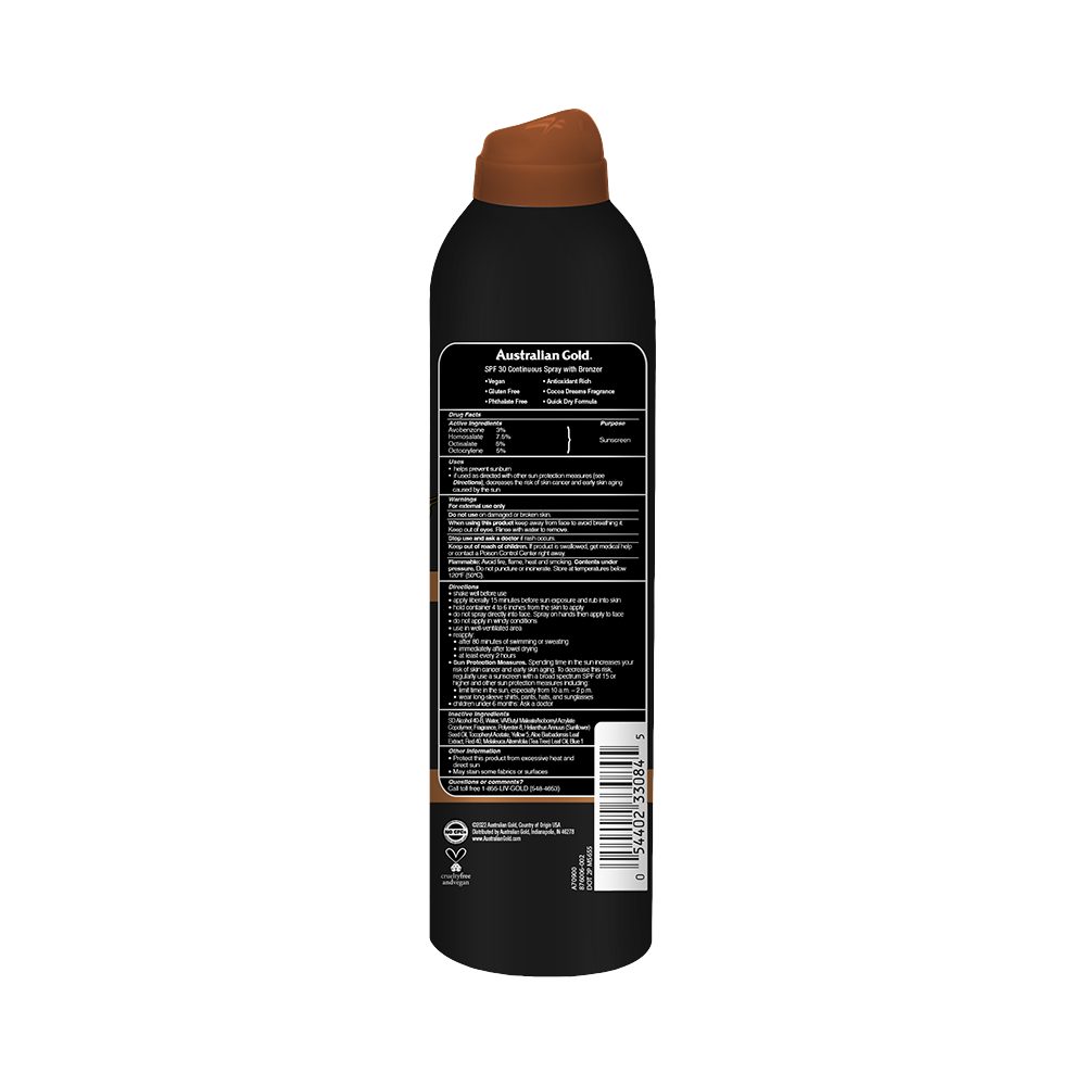 90dbaed4769666b06dddf66abe204068_051124220123.png Australian Gold SPF 30 Continuous Spray with Bronzer - Спрей для загара