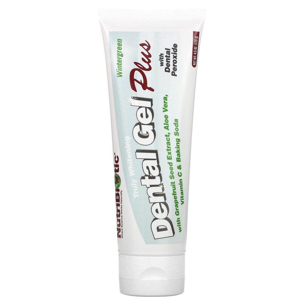 e5046ebc1cadd878cbd02002609c458c_052624140053.jpeg NutriBiotic, Dental Gel Plus, гель для зубов с отбеливающим эффектом, грушанка, 128 г