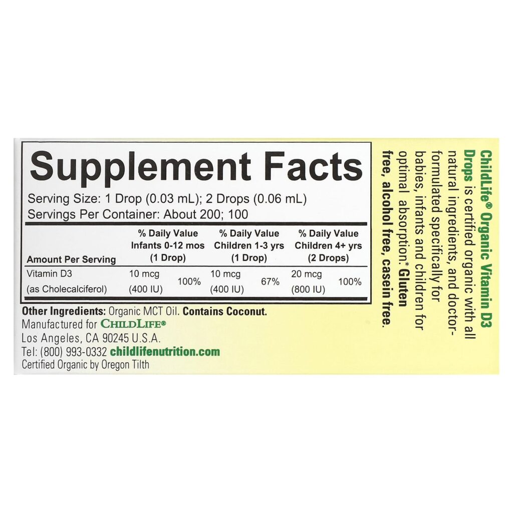 fc4331b368ec6de43e78ef6e6a1ba85c_051524215015.jpeg ChildLife Essentials, органический витамин D3 для детей и младенцев, в каплях, 6,25 мл
