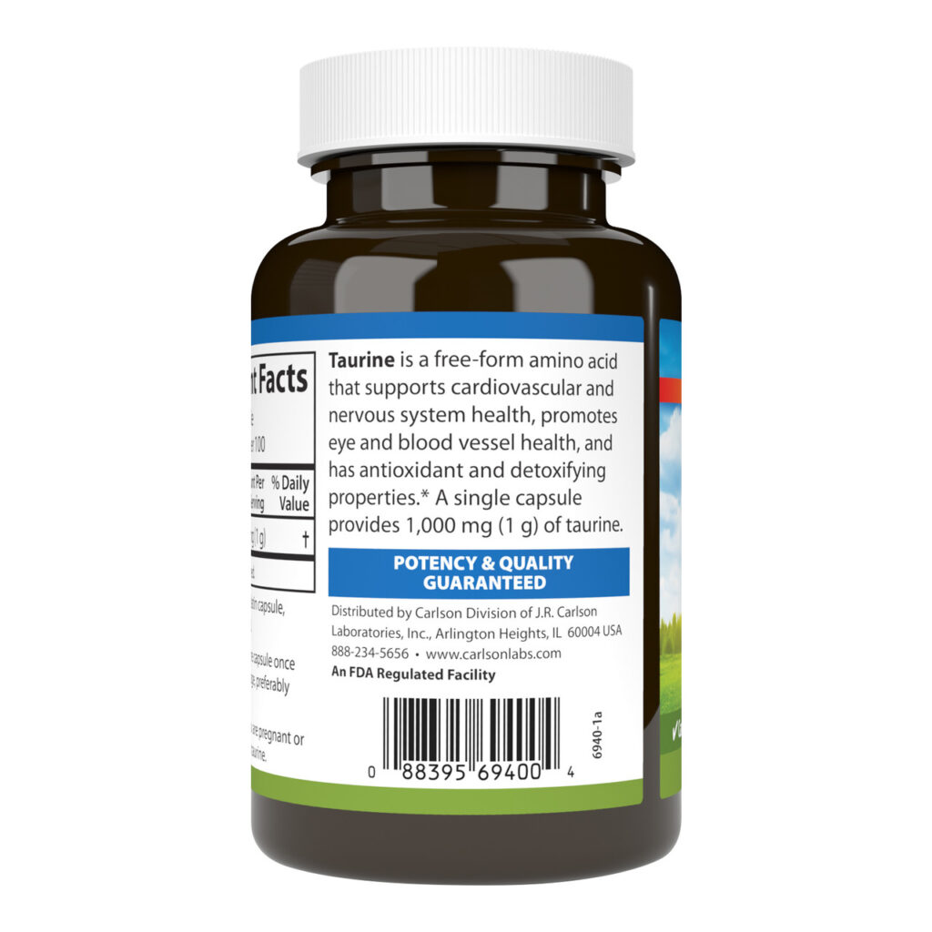2514bb6772ca0bd6ea555a2f34bd3731_062124025018.jpeg Carlson Labs, Таурин 1000 мг, 100 капсул