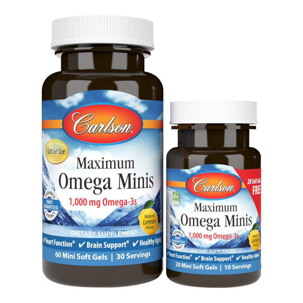 Carlson Labs, Maximum Omega Minis, 1000 мг, упаковка 60 + 20 мягких капсул