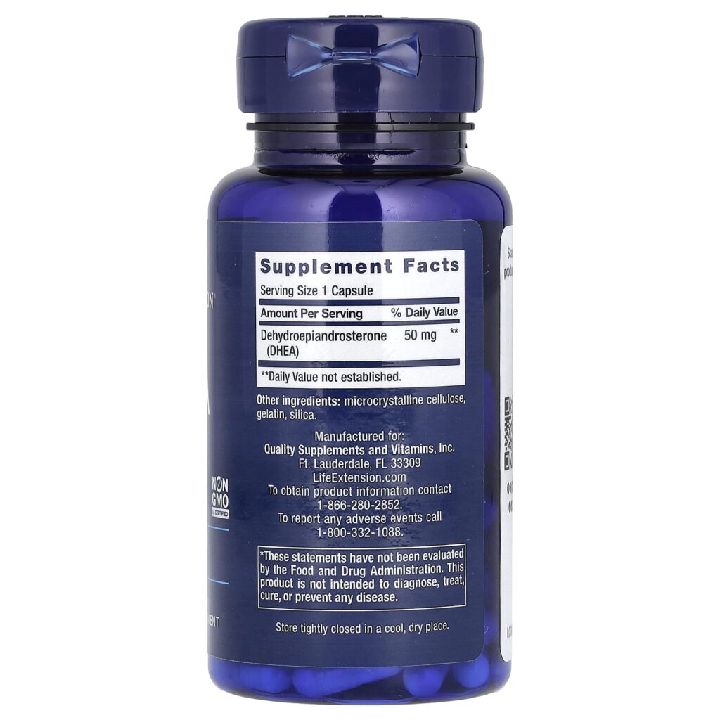 991756ca1530834c648a2fb716dbfa3e_062124184252.jpeg Life Extension, DHEA, 50 мг, 60 капсул