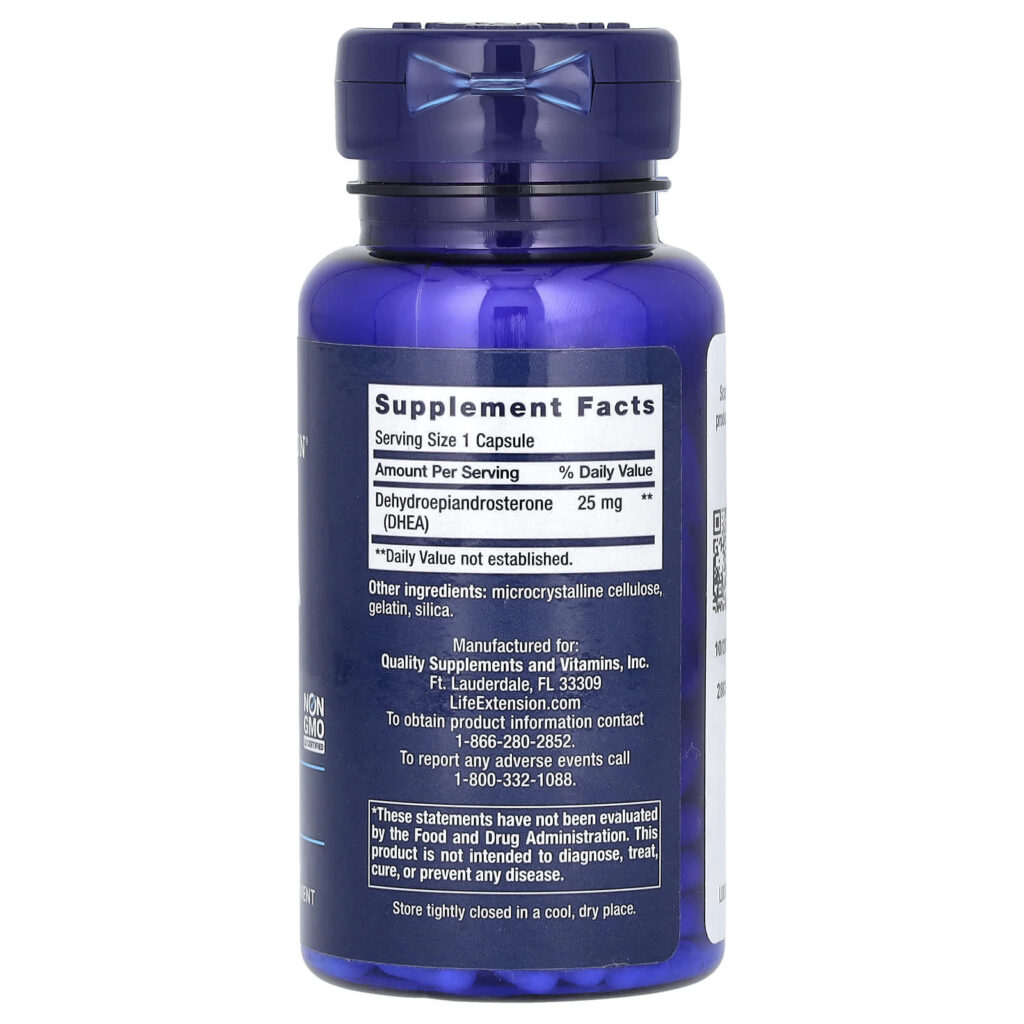 ce7d18debd1b1142099a667bbb42beb9_062124184801.jpeg Life Extension, ДГЭА, 25 мг, 100 капсул